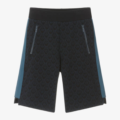Emporio Armani-Boys Navy Blue Cotton Eagle Logo Shorts  | Childrensalon