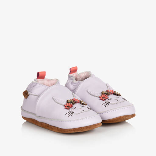 EN FANT-Pink Leather Rabbit Slippers | Childrensalon