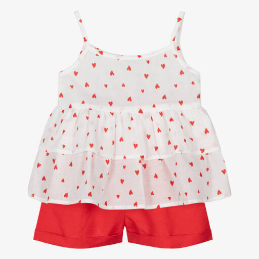 Everything Must Change-Girls White & Red Shorts Set | Childrensalon
