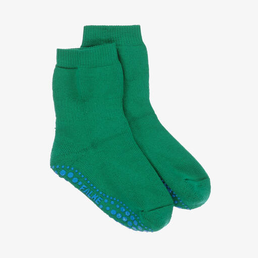Falke-Green Cotton & Wool Slipper Socks | Childrensalon