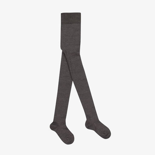 Falke-Grey Knitted Wool Tights | Childrensalon