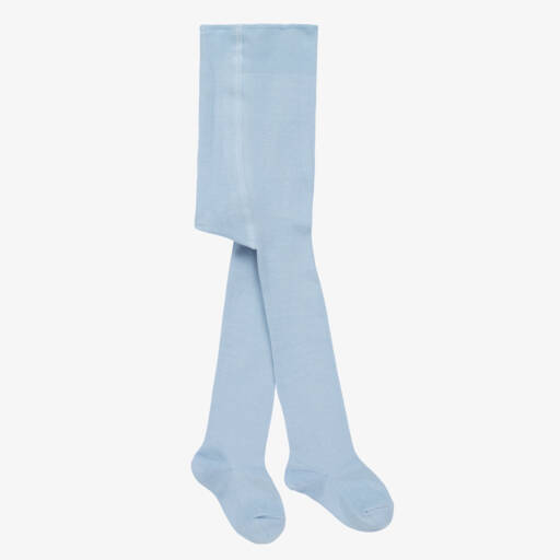 Falke-Pale Blue Cotton Knit Baby Tights | Childrensalon