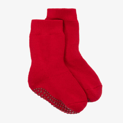 Falke-Red Cotton & Merino Wool Slipper Socks | Childrensalon