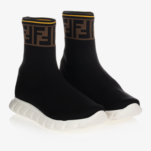 Fendi-Teen Black FF Sock Trainers | Childrensalon