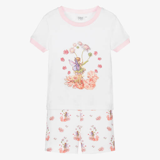 Flower Fairies™ by Childrensalon-Girls White Cotton Short Pyjamas | Childrensalon