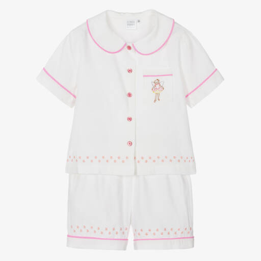 Flower Fairies™ by Childrensalon-Girls White Embroidered Cotton Pyjamas | Childrensalon