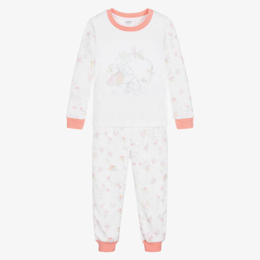 Flower Fairies™ by Childrensalon-Girls White & Pink Cotton Pyjamas | Childrensalon