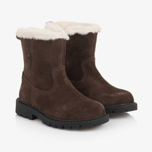 Geox-Girls Brown Suede Leather Boots | Childrensalon