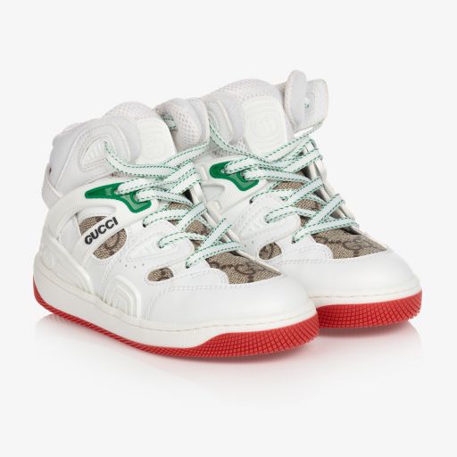 Gucci-White High-Top Basket Sneakers | Childrensalon