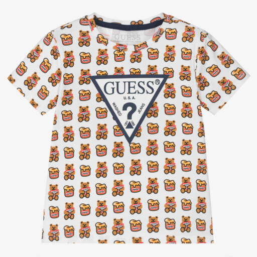 Guess-Organic Cotton Teddy Print T-Shirt | Childrensalon