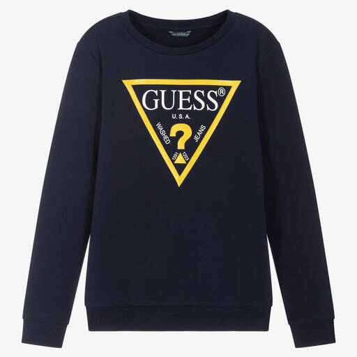 Guess-سويشيرت تينز ولادي قطن عضوي لون كحلي | Childrensalon
