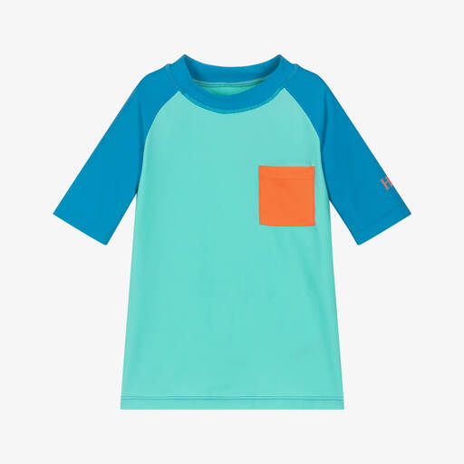 Hatley-Boys Green Colourblock Swim Top (UPF50+) | Childrensalon