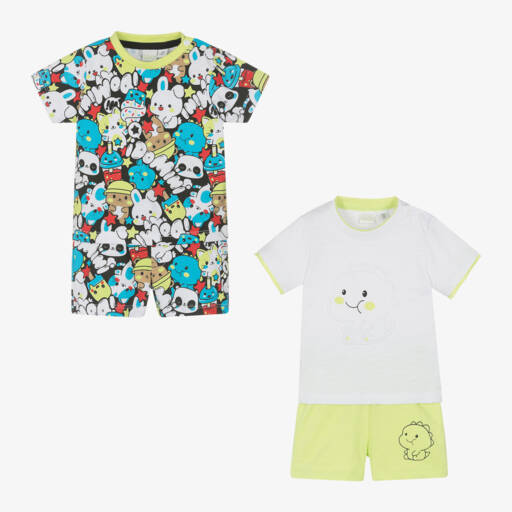 iDO Mini-Baby Boys Green Cotton Shorts Set (2 Pack) | Childrensalon