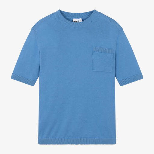iDO Junior-Boys Blue Cotton Knit T-Shirt | Childrensalon