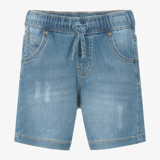 iDO Baby-Boys Blue Distressed Jersey Denim Shorts | Childrensalon