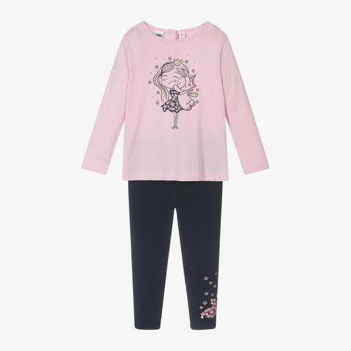 iDO Baby-Girls Pink & Blue Cotton Leggings Set | Childrensalon