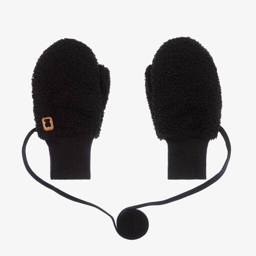 Jamiks-Black Bouclé Fleece Mittens | Childrensalon