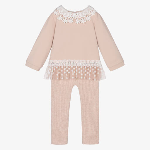 Jamiks-Girls Pink Lace trimmed Top & Leggings Set | Childrensalon