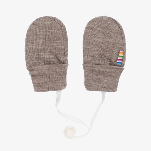 Joha-Beige Merino Wool Baby Mittens | Childrensalon