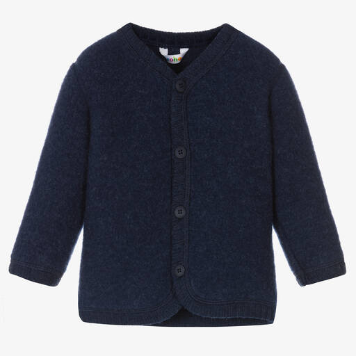 Joha-Blue Thermal Wool Cardigan | Childrensalon