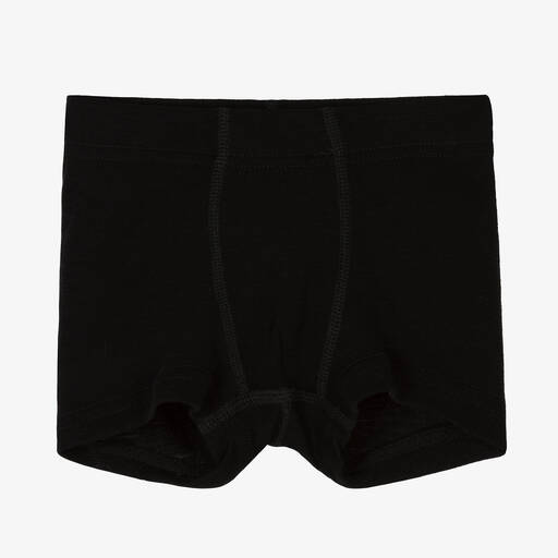 Joha-Boys Black Merino Wool & Silk Boxers | Childrensalon
