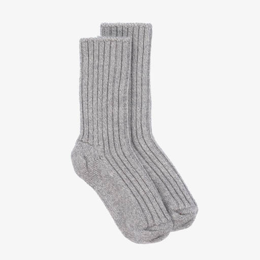 Joha-Grey Ribbed Thermal Wool Socks | Childrensalon