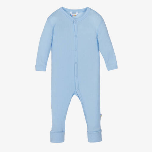 Joha-Light Blue Thermal Merino Wool Baby Romper | Childrensalon