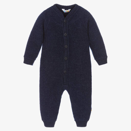 Joha-Navy Blue Thermal Wool Romper | Childrensalon