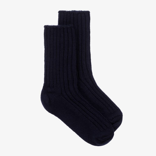 Joha-Navy Blue Thermal Wool Socks | Childrensalon