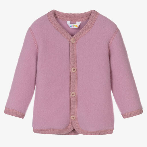 Joha-Pink Thermal Wool Cardigan | Childrensalon