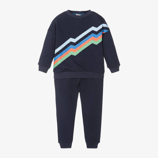 Joyday-Boys Blue Cotton Zigzag Tracksuit | Childrensalon