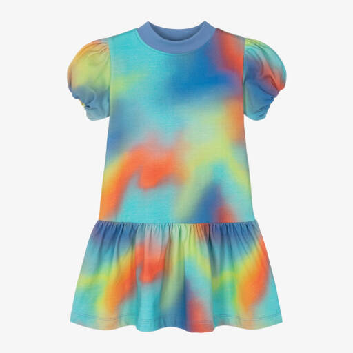 Joyday-Girls Blue Cotton Spray Paint Dress | Childrensalon