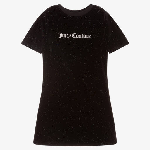 Juicy Couture-Girls Black Glitter Velour Dress | Childrensalon