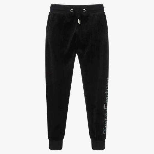 Juicy Couture-Girls Black Velour Joggers | Childrensalon