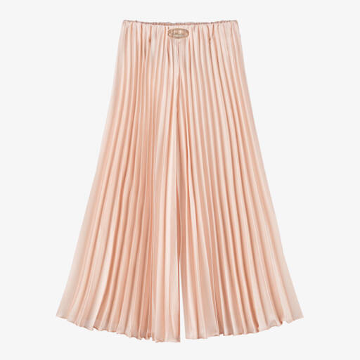Junona-Girls Peach Pink Pleated Palazzo Trousers | Childrensalon