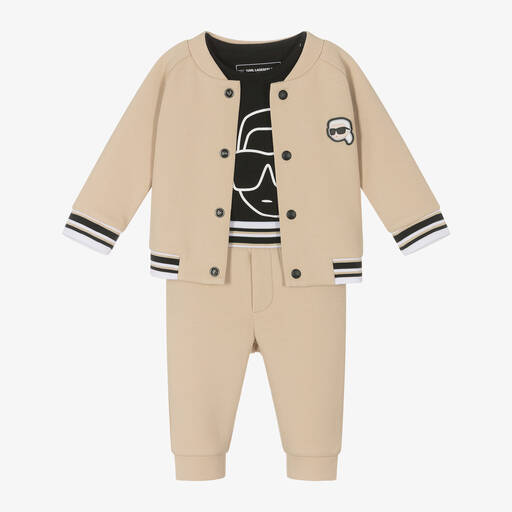 KARL LAGERFELD KIDS-Boys Beige Karl Ikonik Tracksuit  | Childrensalon