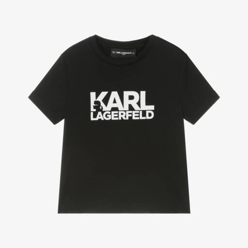 KARL LAGERFELD KIDS-Boys Black Cotton T-Shirt | Childrensalon