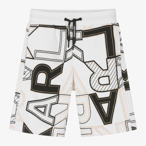 KARL LAGERFELD KIDS-Boys White Cotton Jersey Shorts | Childrensalon