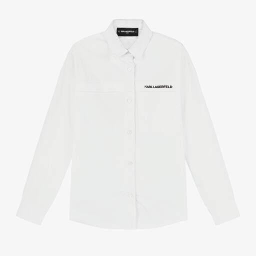 KARL LAGERFELD KIDS-Boys White Cotton Shirt | Childrensalon
