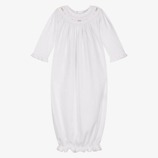 Kissy Kissy-Baby Girls White & Pink Smocked Day Gown | Childrensalon
