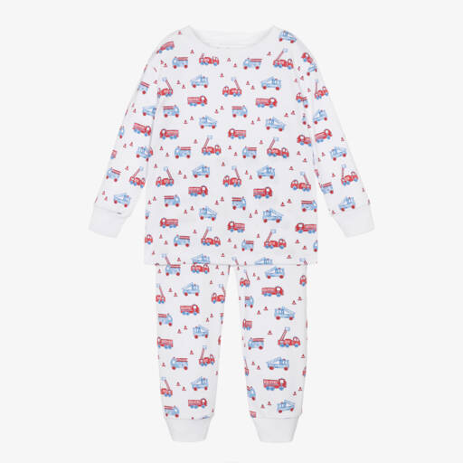 Kissy Kissy-Boys Pima Cotton Flashing Fire Trucks Pyjamas | Childrensalon