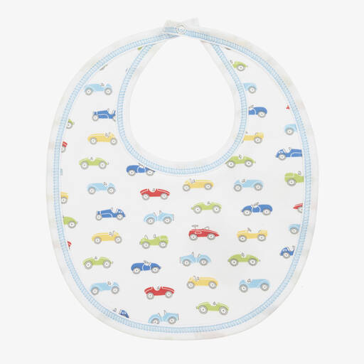 Kissy Kissy-Boys White Pima Cotton Car Central Bib | Childrensalon