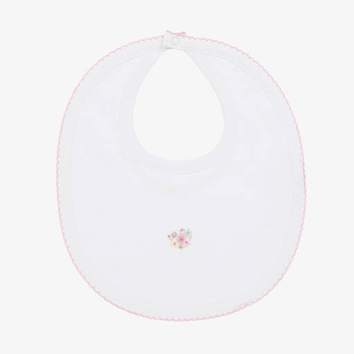 Kissy Kissy-Girls White Flowers & Vines Pima Cotton Bib | Childrensalon