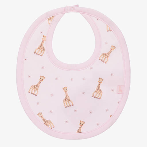 Kissy Kissy-Pink Pima Cotton Baby Bib With Giraffe Print | Childrensalon