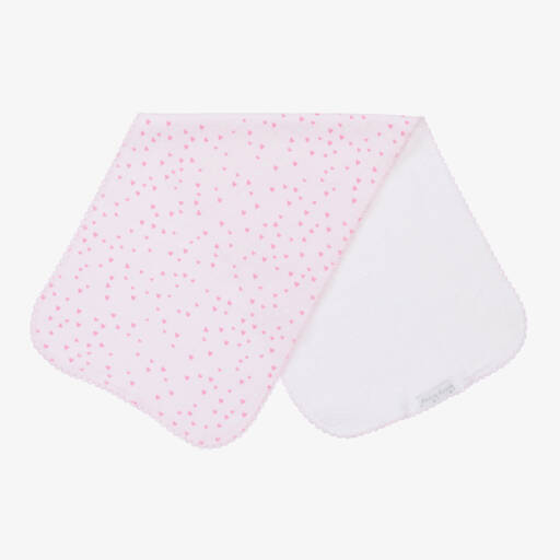 Kissy Kissy-Pink Pima Cotton Heart Print Burp Cloth (48cm) | Childrensalon