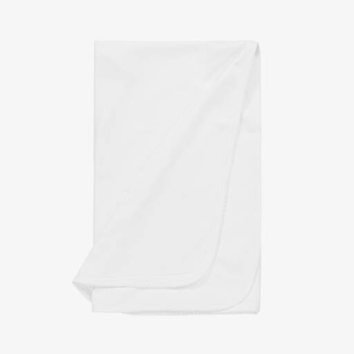 Kissy Kissy-White Cotton Blanket (74cm) | Childrensalon