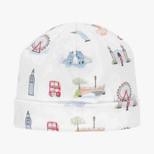 Kissy Kissy-White Pima Cotton London Getaway Hat | Childrensalon