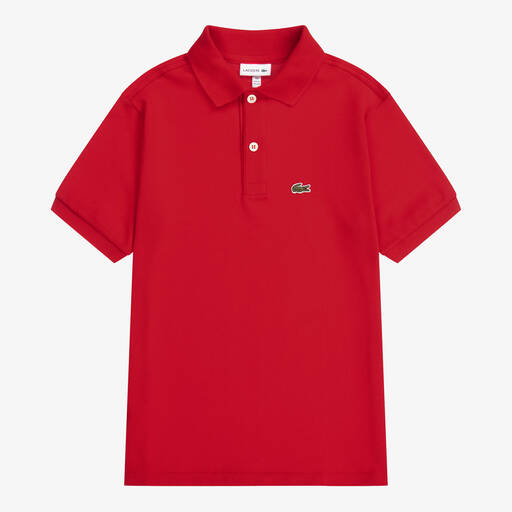 Lacoste-توب بولو قطن بيكيه لون أحمر تينز | Childrensalon