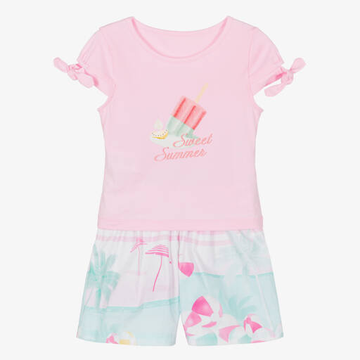 Lapin House Pink Cotton Towelling Shorts Set