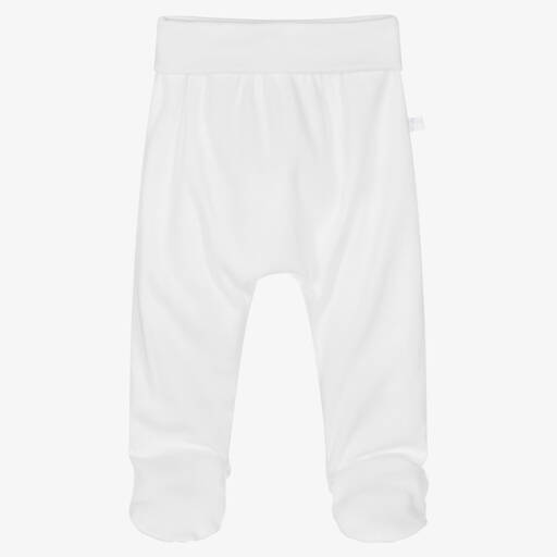 Laranjinha-White Cotton Baby Trousers | Childrensalon